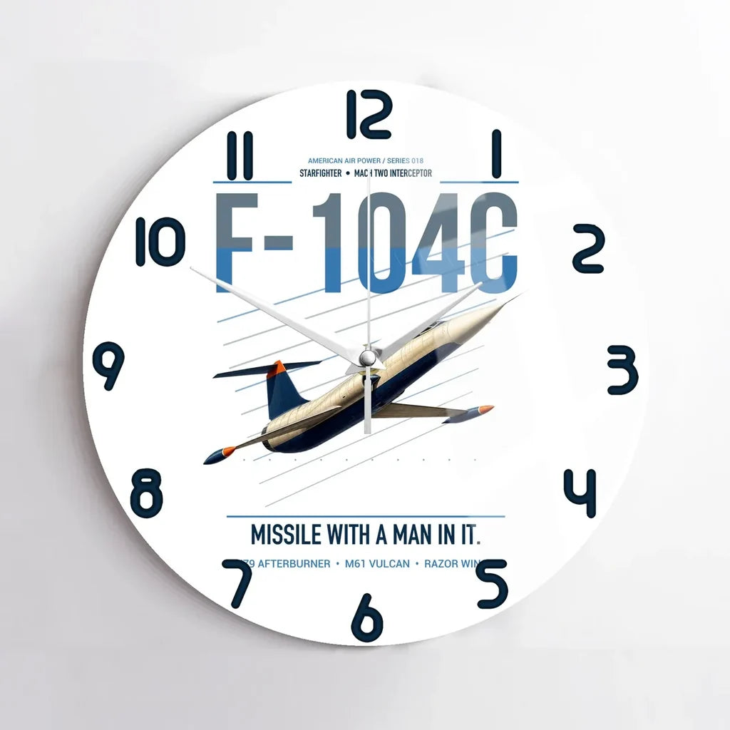 F-104C Starfighter design on white no frame wall clock
