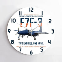 Thumbnail for F7F-3 Tigercat Two Engines One Hunt design on white no frame wall clock