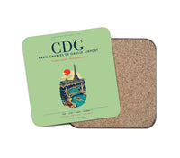Thumbnail for Paris Charles de Gaulle Airport (CDG) design on light green 1 piece coaster