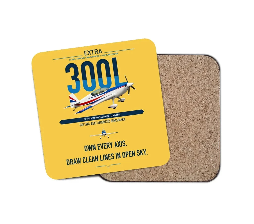 Extra 300L design on yellow 1 piece coaster