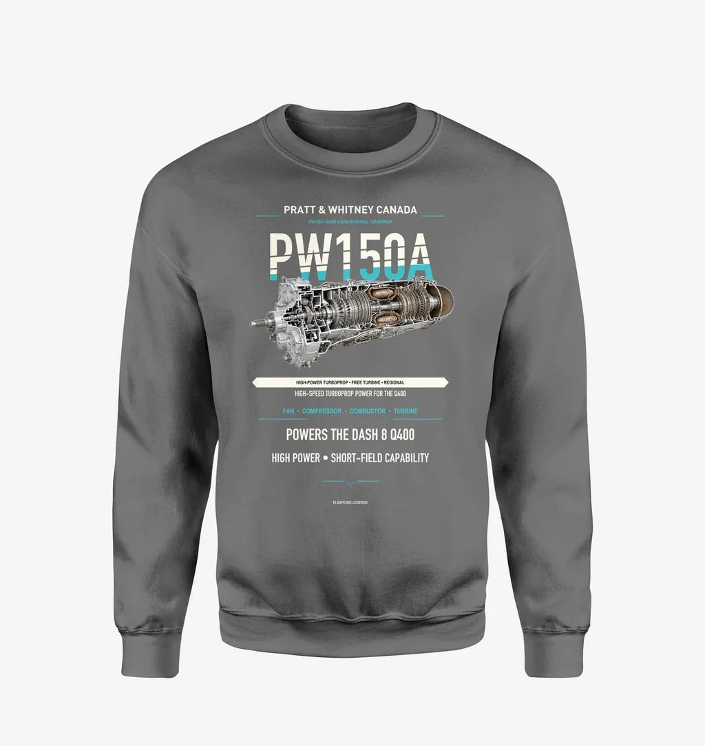 PW150A design on gray sweatshirt