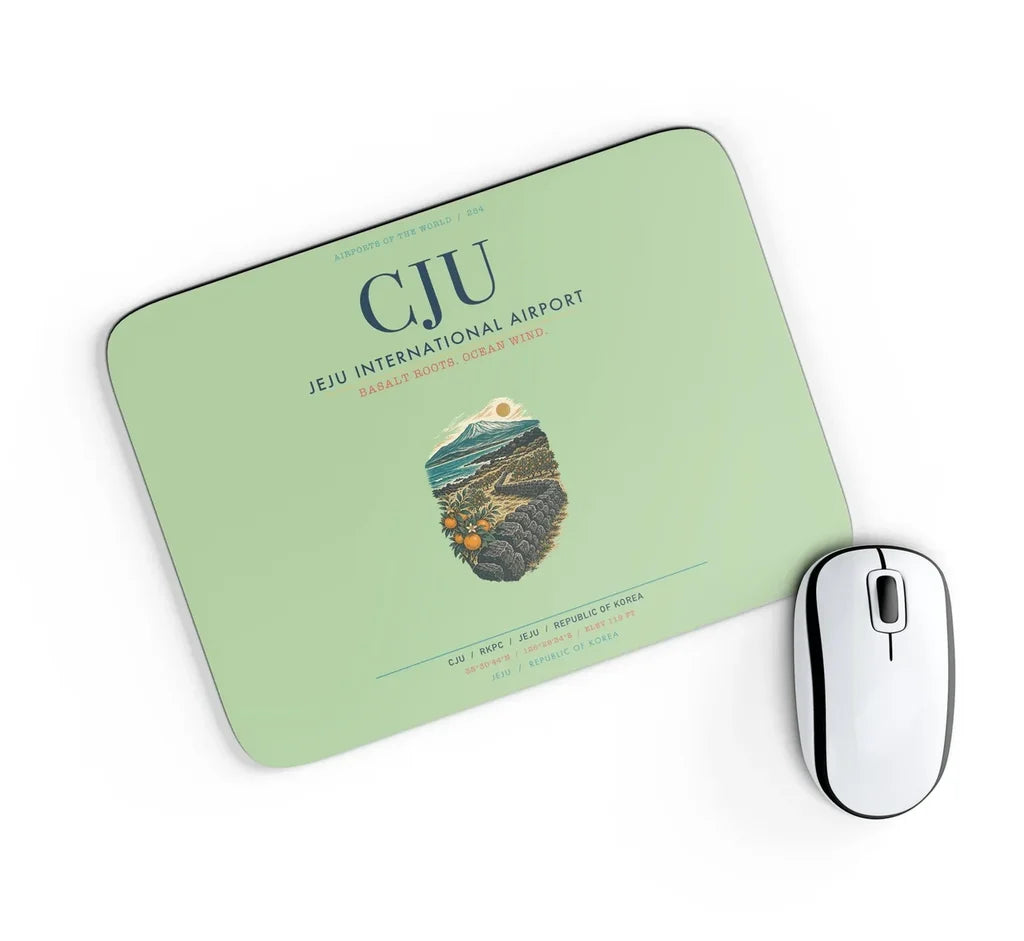 Jeju International Airport (CJU) design on light green rectangle mouse pad