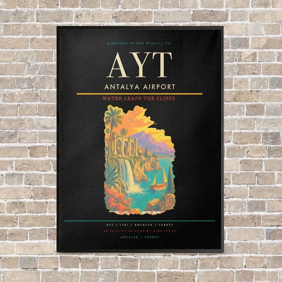 Antalya Airport AYT - Canvas Framed - Black