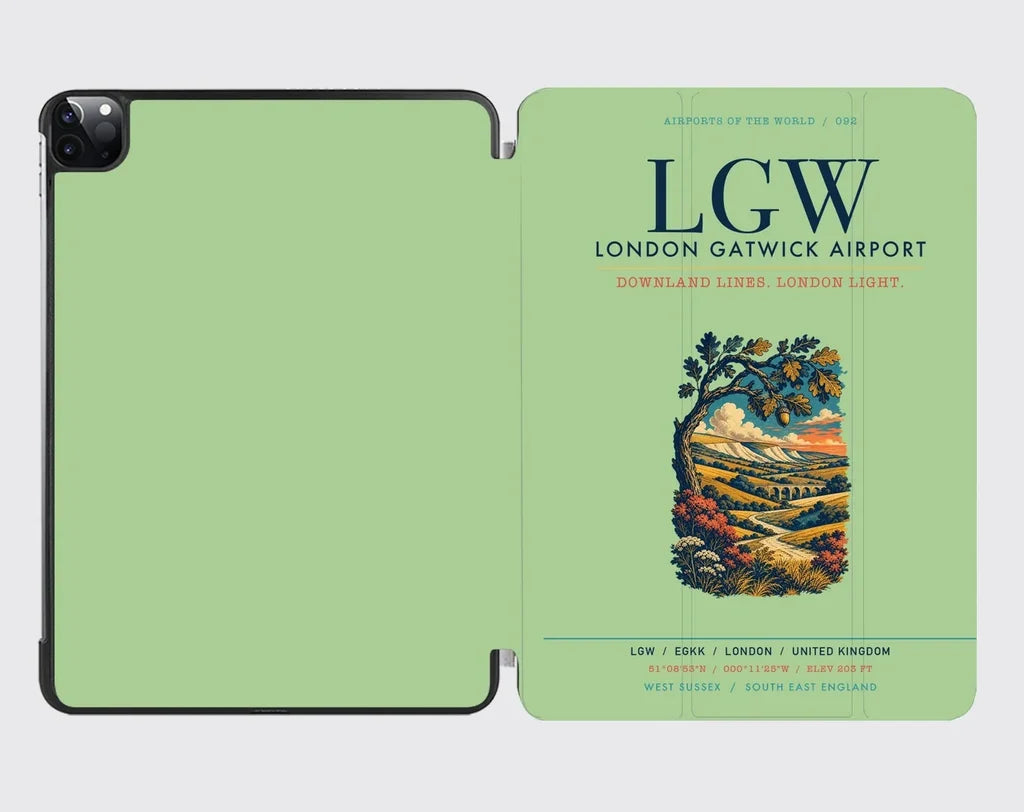London Gatwick Airport (LGW) design on light green ipad tablet case