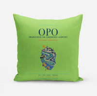 Thumbnail for Porto Francisco Sá Carneiro Airport (OPO) design on light green pillow