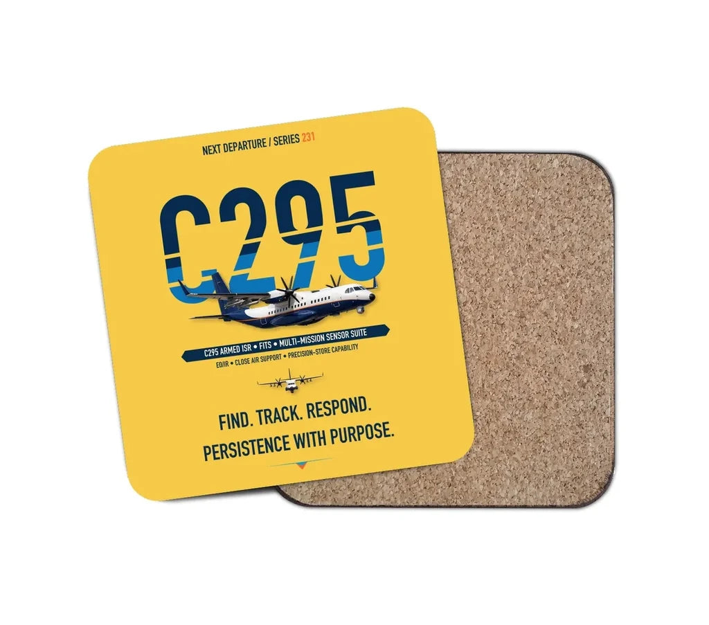 Airbus C295 Armed ISR design on yellow 1 piece coaster