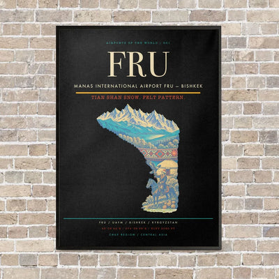 Manas International Airport FRU — Bishkek vertical canvas print - framed - black background