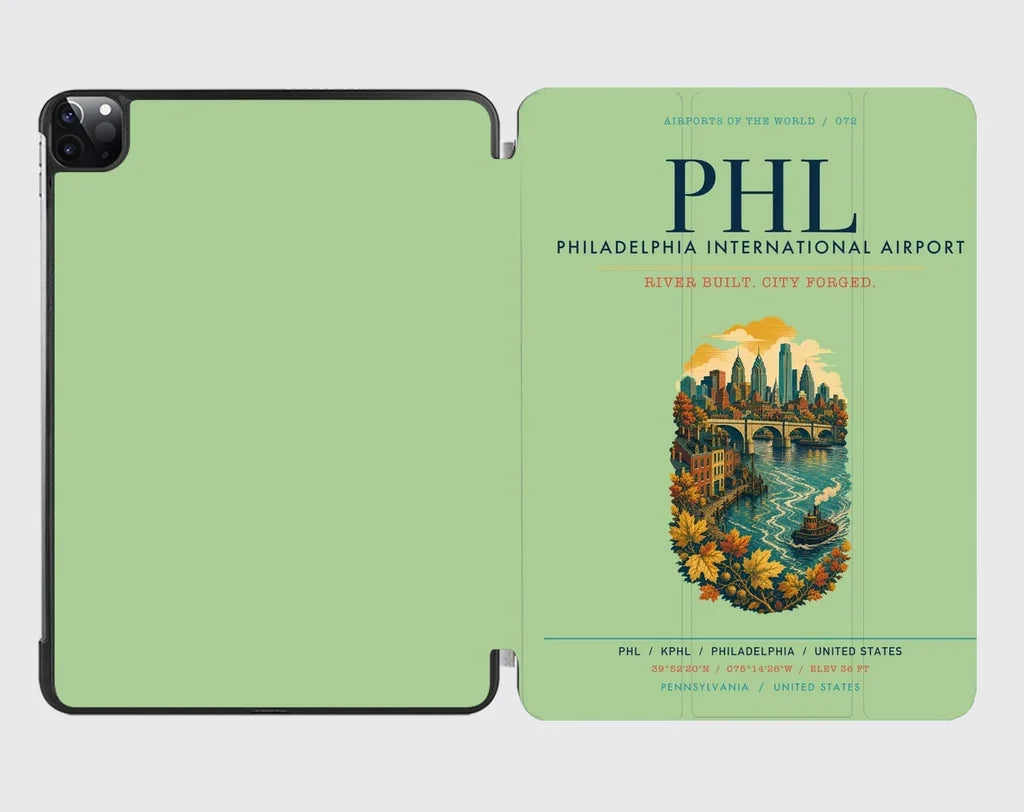Philadelphia International Airport (PHL) design on light green ipad tablet case