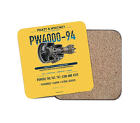 Thumbnail for PW4000-94 design on yellow 1 piece coaster