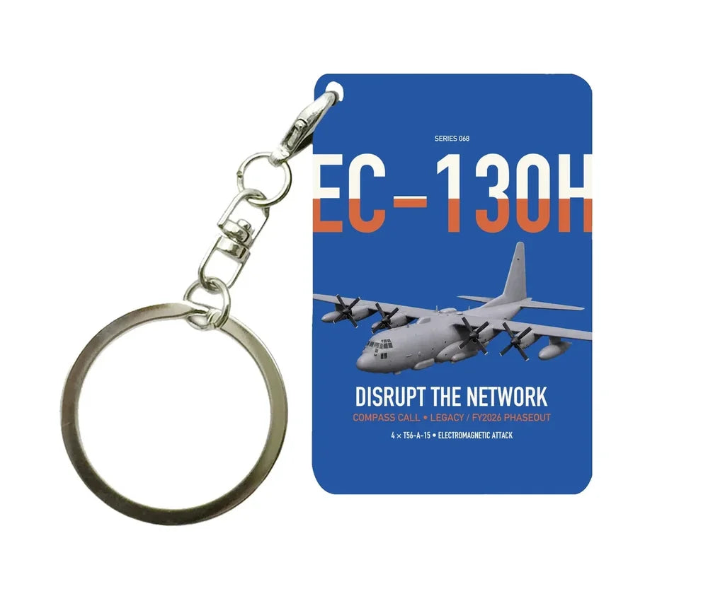 EC-130H Compass Call design on blue designed key chain, double-side print