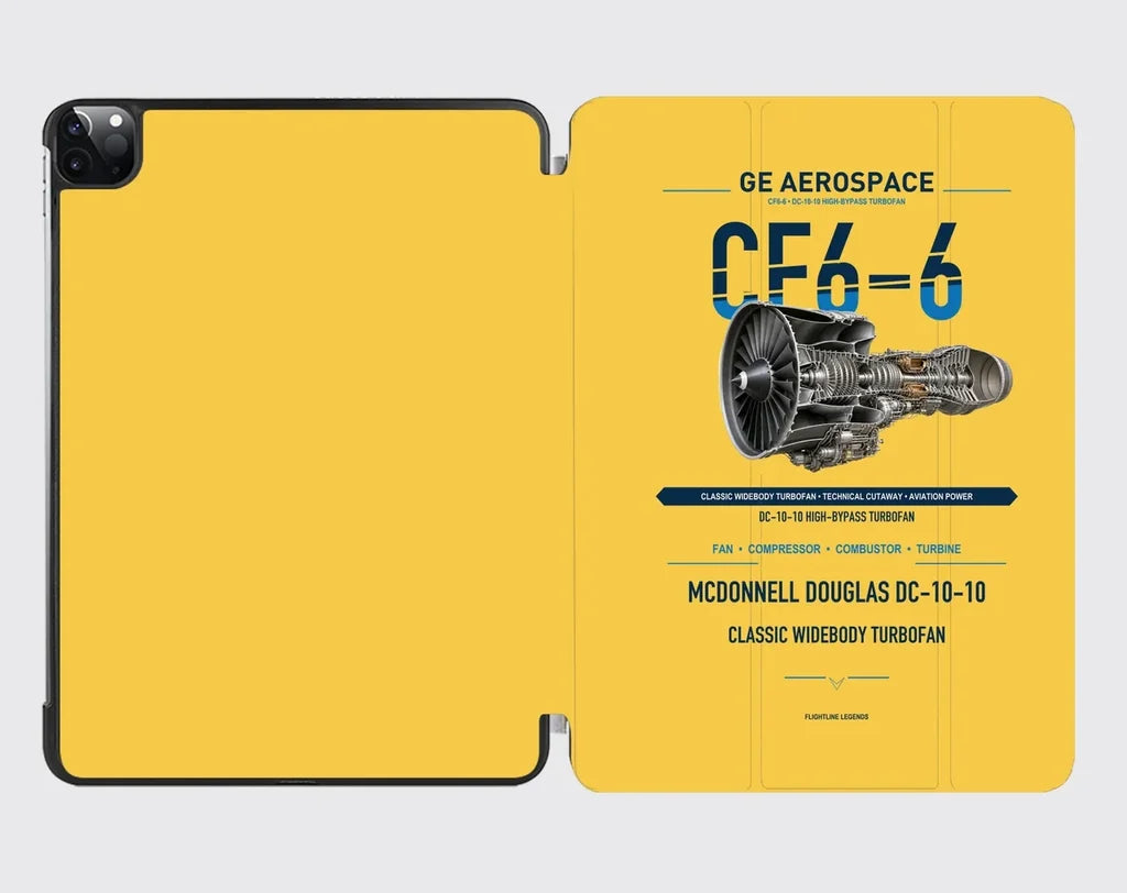 CF6-6 design on yellow ipad tablet case