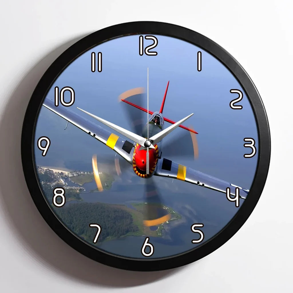Face to Face Amazing Propeller aviation design on premium wood and metal wall clock.