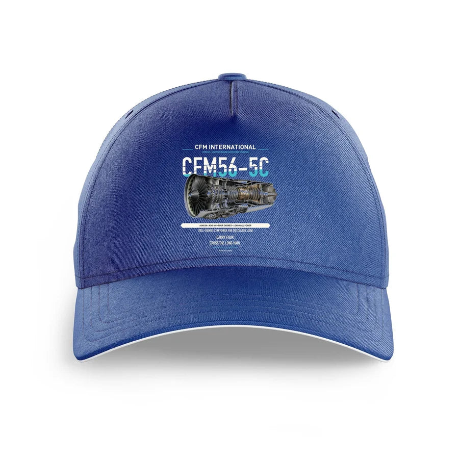 CFM56-5C design on blue printed hat