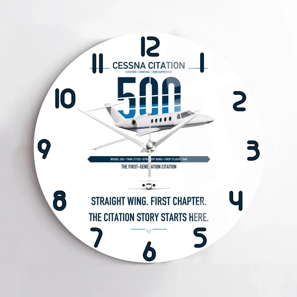 Cessna Citation 500 - Citation I design on white no frame wall clock