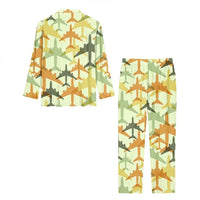Thumbnail for Seamless Colourful Airplanes women button pajamas - view 3