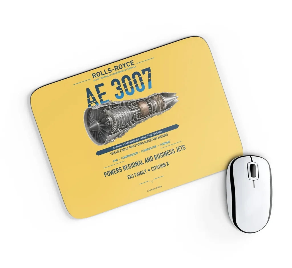 AE 3007 design on yellow rectangle mouse pad