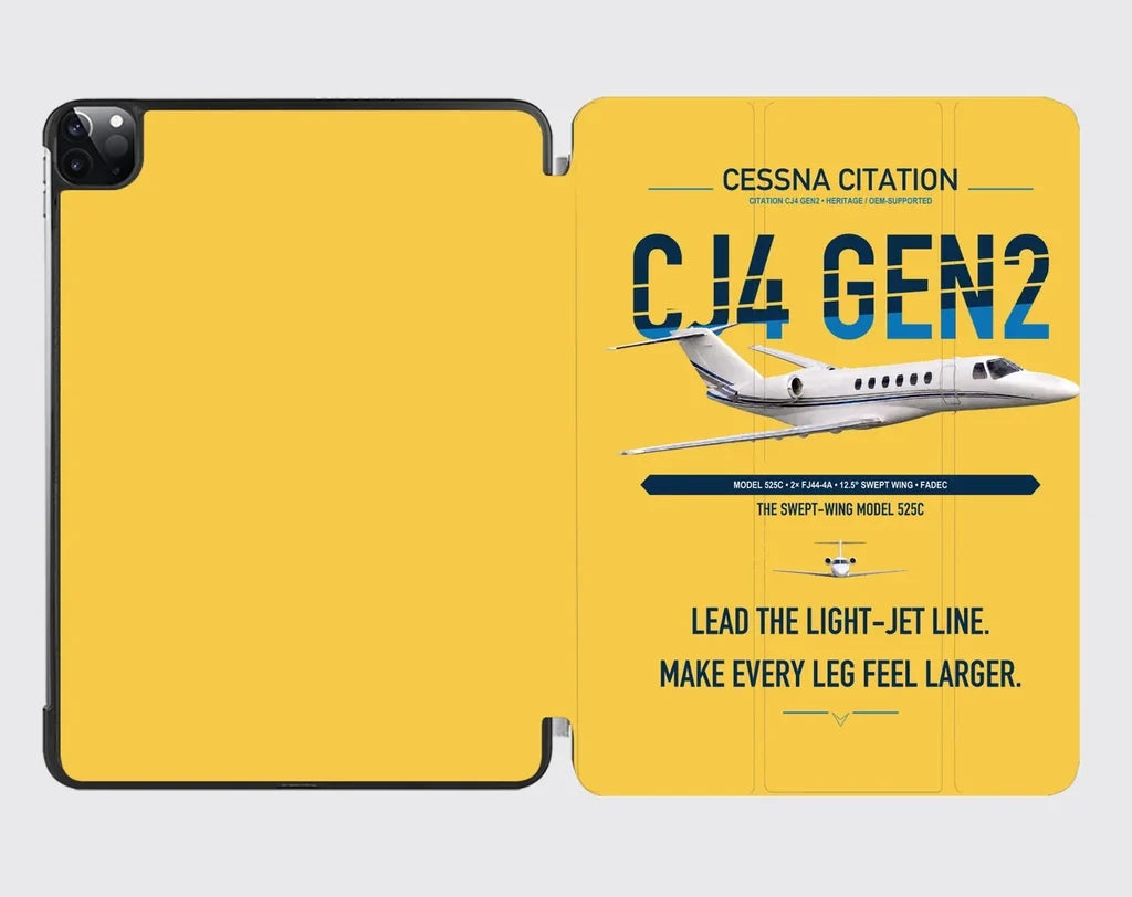 Cessna Citation CJ4 Gen2 design on yellow ipad tablet case