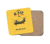 Thumbnail for Piasecki H-21C Shawnee design on yellow 1 piece coaster