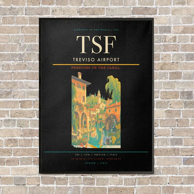 Treviso Airport TSF vertical canvas print - framed - black background