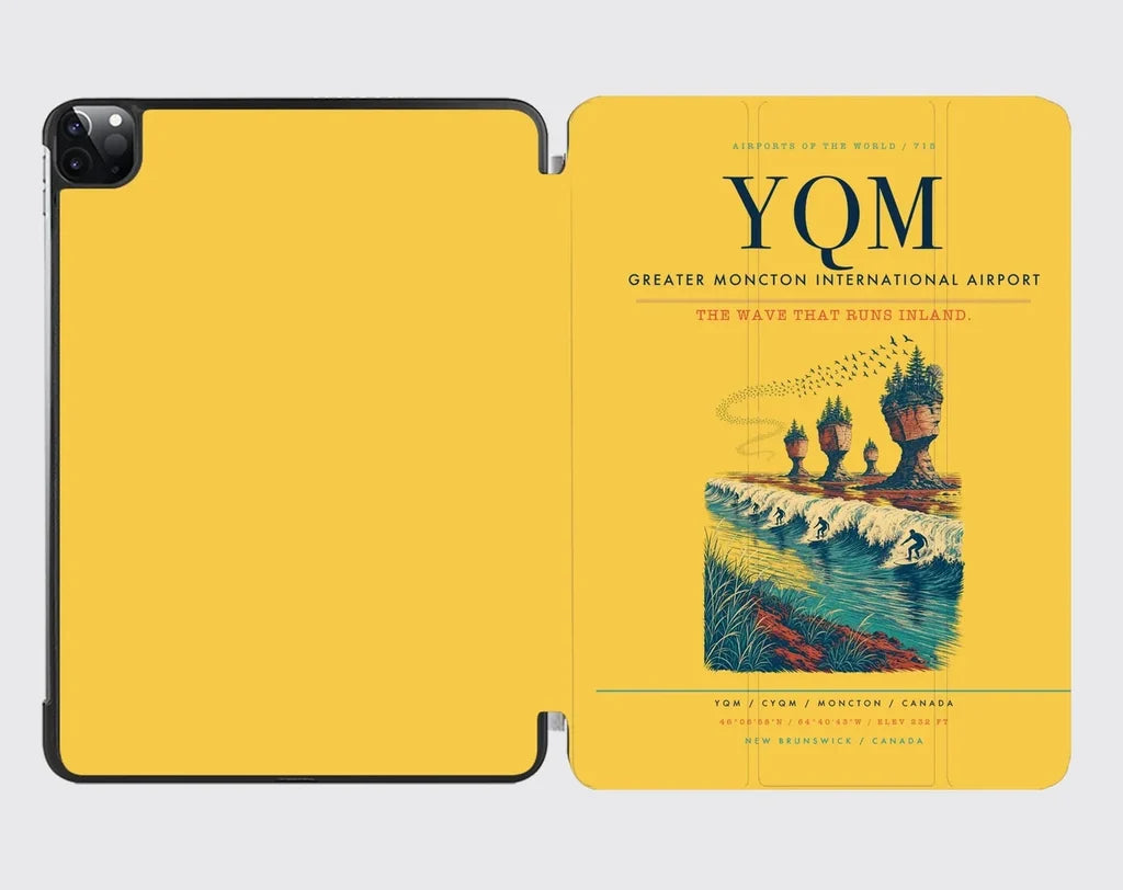 Greater Moncton International Airport (YQM) design on yellow ipad tablet case