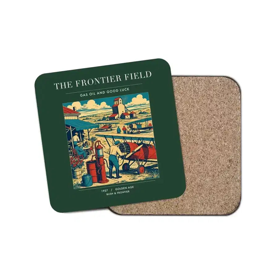 The Frontier Field - Designed Coasters design on dark green 1-piece