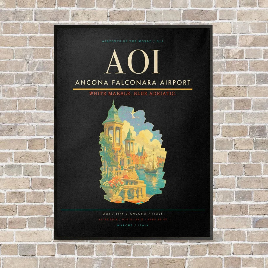 Ancona Falconara Airport AOI - Canvas Framed - Black