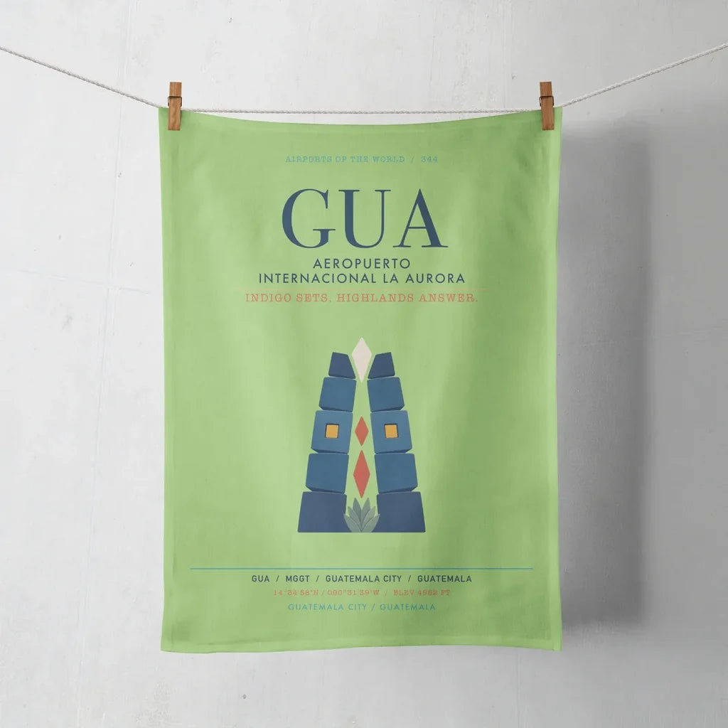 Aeropuerto Internacional La Aurora (GUA) design on light green towel