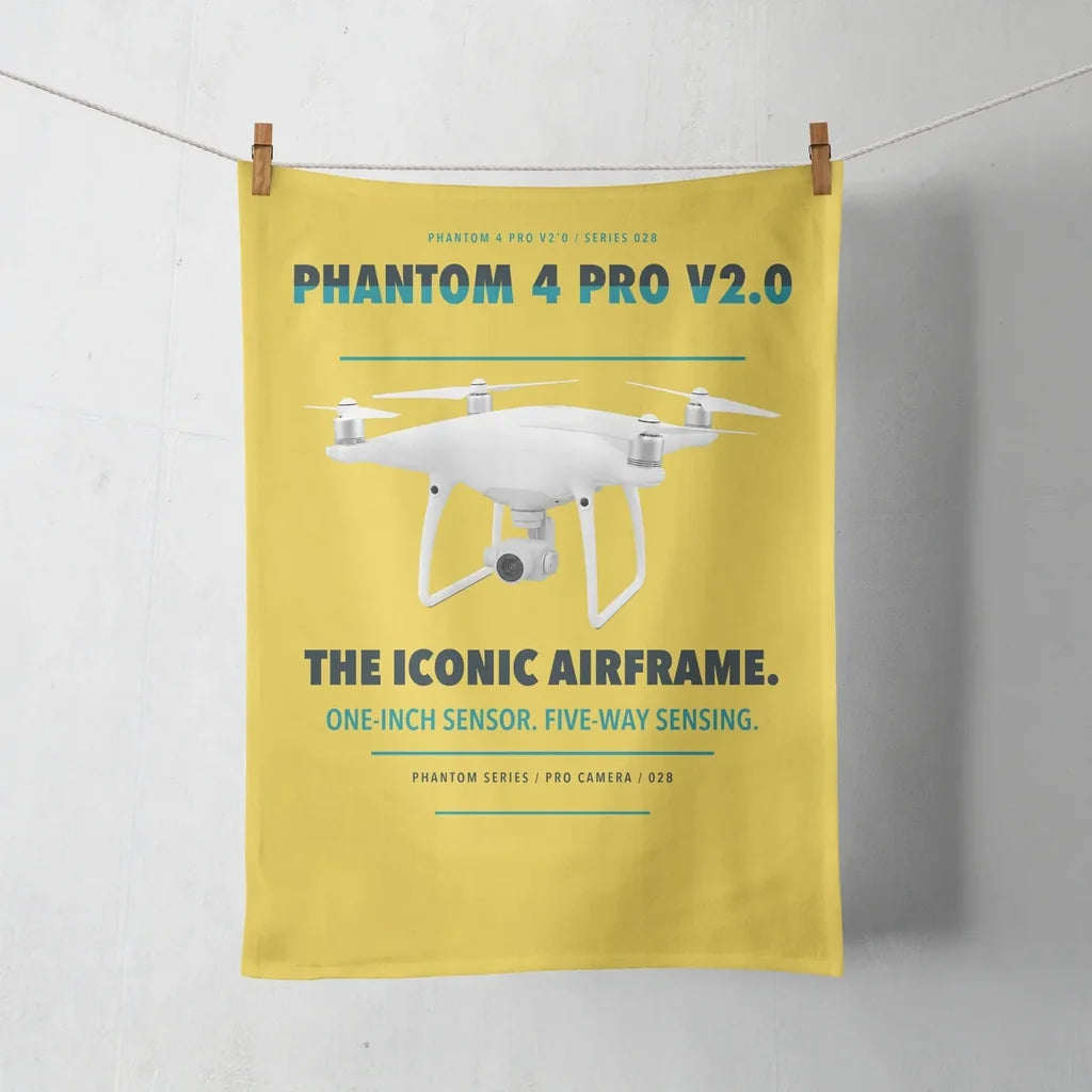 DJI Phantom 4 Pro V2.0 design on yellow towel