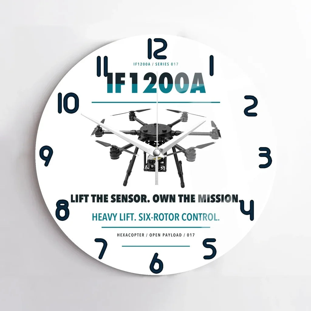 Inspired Flight IF1200A design on white no frame wall clock