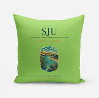 Thumbnail for Luis Muñoz Marín International Airport San Juan (SJU) design on light green pillow