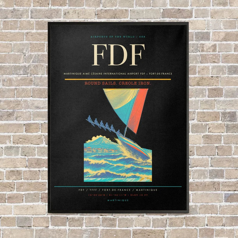 Martinique Aimé Césaire International Airport FDF — Fort-de-France vertical canvas print - framed - black background