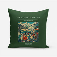 Thumbnail for VINTAGE G4130 - The Winter Games Lift - Designed Pillows design on darkgreen
