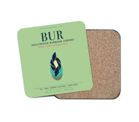 Thumbnail for Hollywood Burbank Airport (BUR) design on light green 1 piece coaster