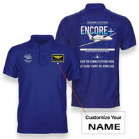 Thumbnail for Cessna Citation Encore+ design on blue+name double-side polo t-shirt, double-side print