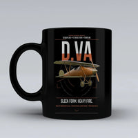 Thumbnail for Albatros D.Va design on black ceramic mug, double-side print