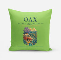 Thumbnail for Oaxaca International Airport (OAX) design on light green pillow