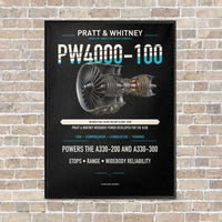 Thumbnail for PW4000-100 vertical canvas print - framed - black background