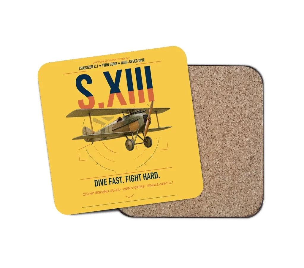 SPAD S.XIII C.1 design on yellow 1 piece coaster