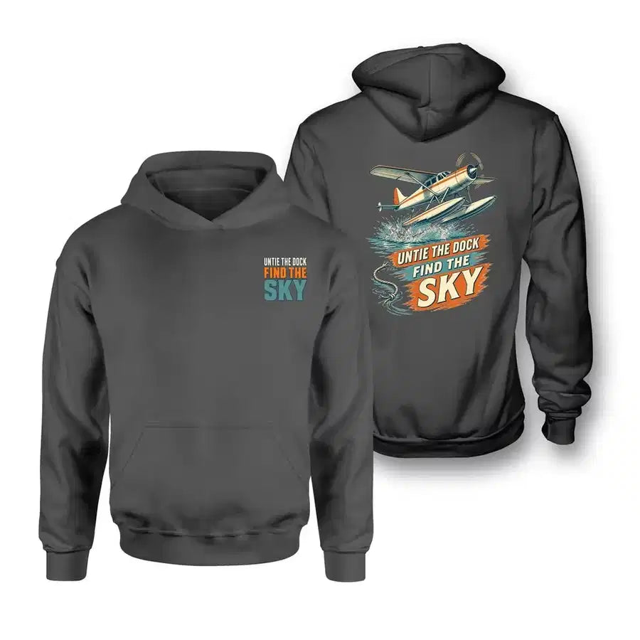 SIGNAL 570 - Untie The Dock Find The Sky - Double-Side Hoodie design on dark gray double side hoodie