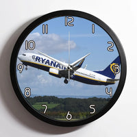 Thumbnail for Departing Ryanair's Boeing 737 aviation design on premium wood and metal wall clock.