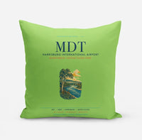 Thumbnail for Harrisburg International Airport (MDT) design on light green pillow