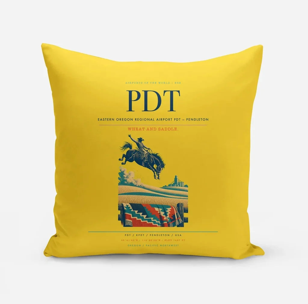 Eastern Oregon Regional Airport (PDT) design on yellow pillow