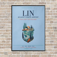 Thumbnail for Milano Linate Airport LIN vertical canvas print - framed - light blue background