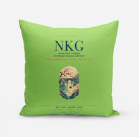 Thumbnail for Nanjing Lukou International Airport (NKG) design on light green pillow