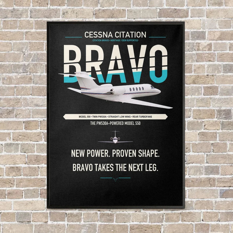 Cessna Citation Bravo vertical canvas print - framed - black background