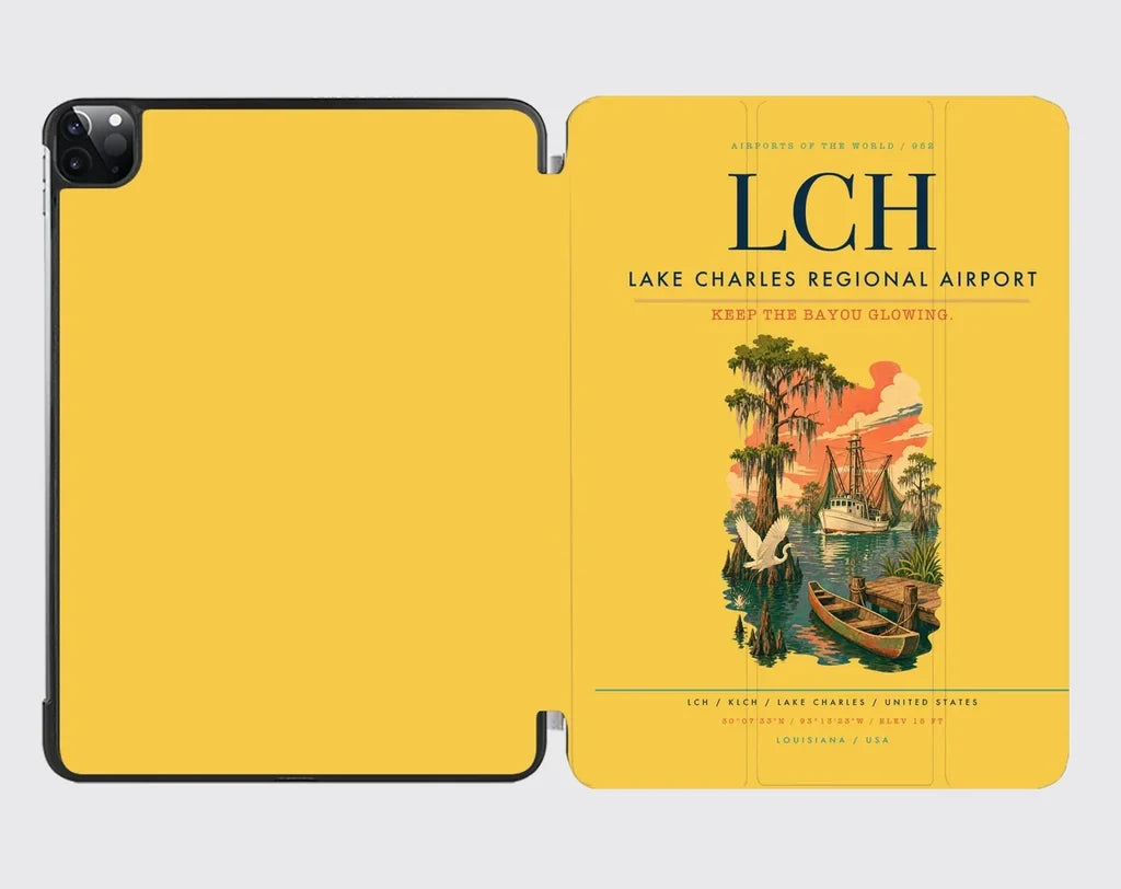 Lake Charles Regional Airport (LCH) design on yellow ipad tablet case