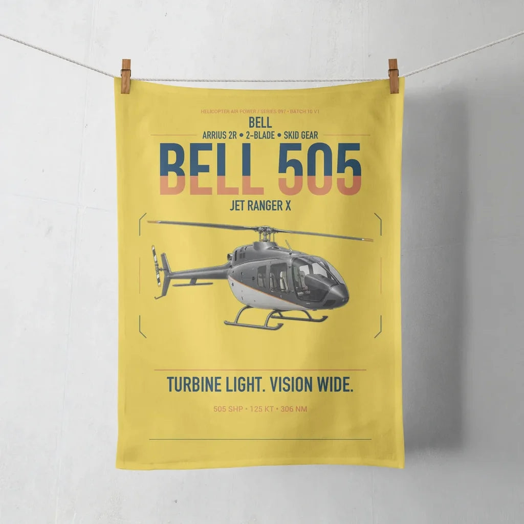 Bell 505 Jet Ranger X design on yellow towel