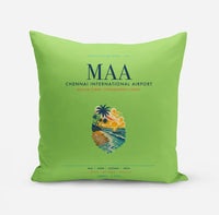 Thumbnail for Chennai International Airport (MAA) design on light green pillow