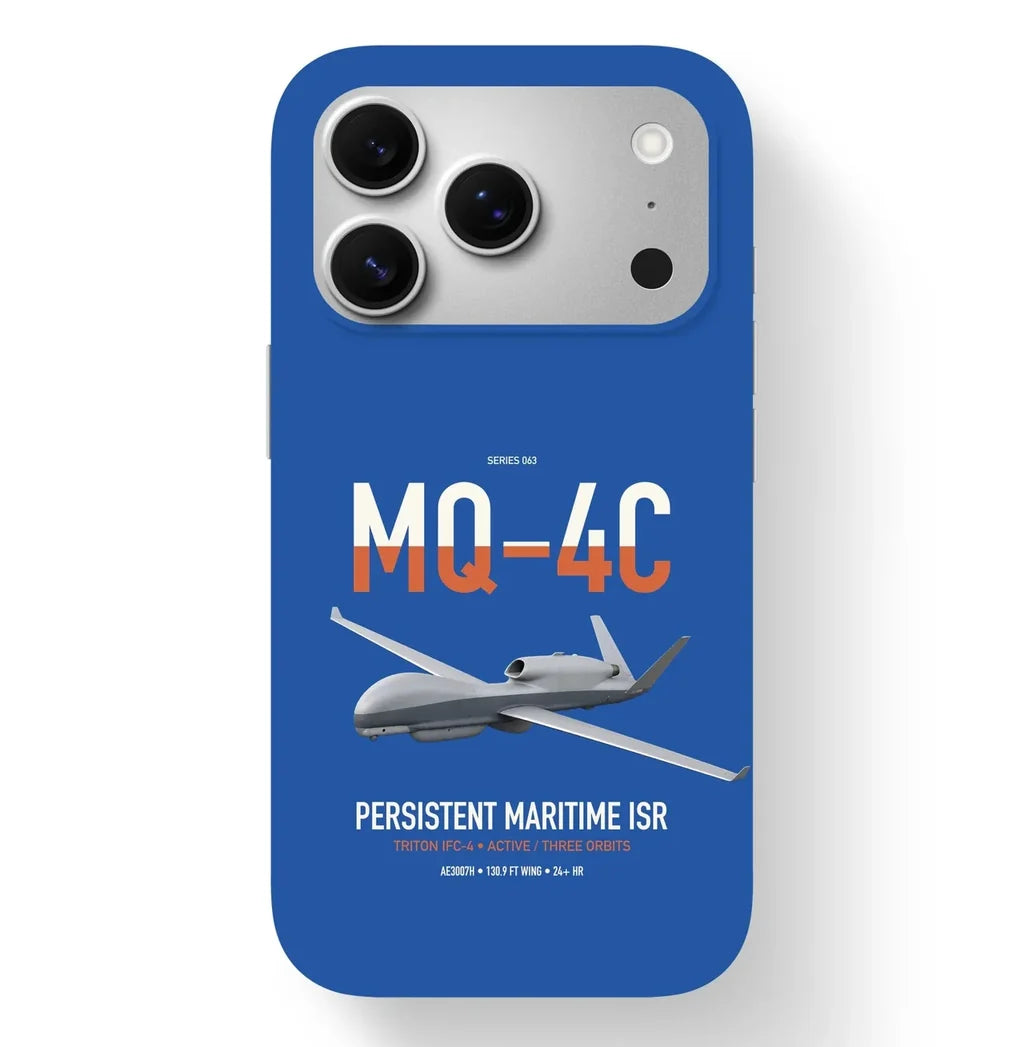 MQ-4C Triton IFC-4 design on blue magsafe iphone case, for iPhone 17 Pro