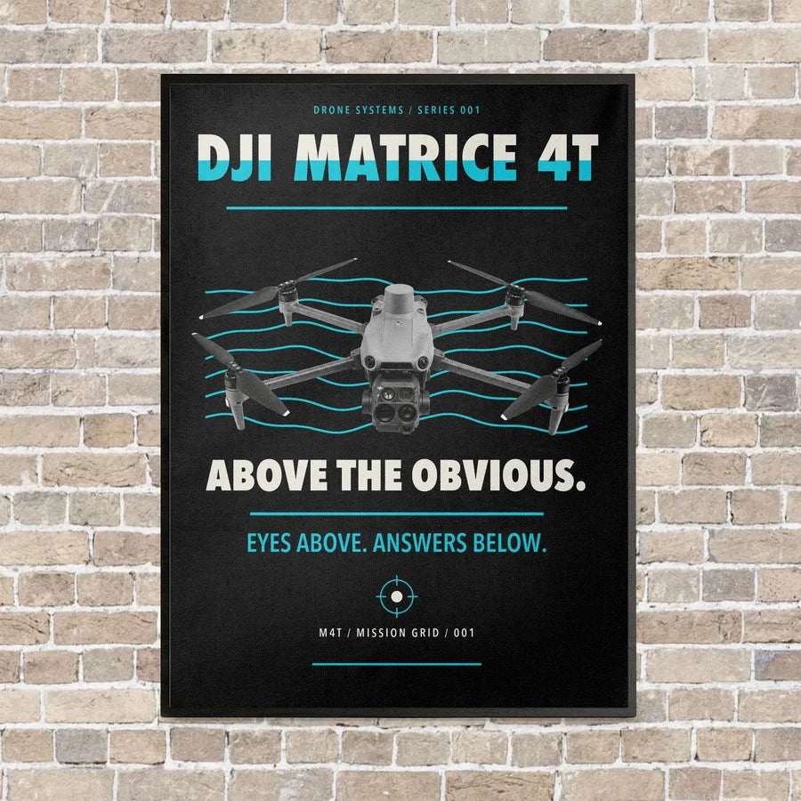DJI Matrice 4T vertical canvas print - framed - black background
